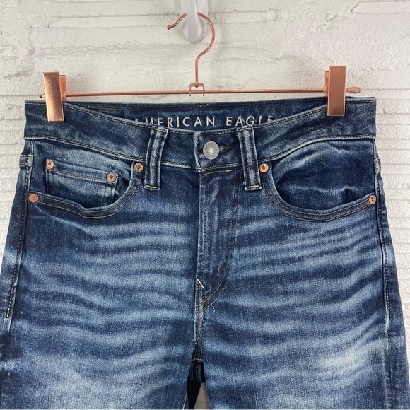American Eagle Slim Straight Dark Wash Jeans Size 28 X 30 - Picture 2 of 14